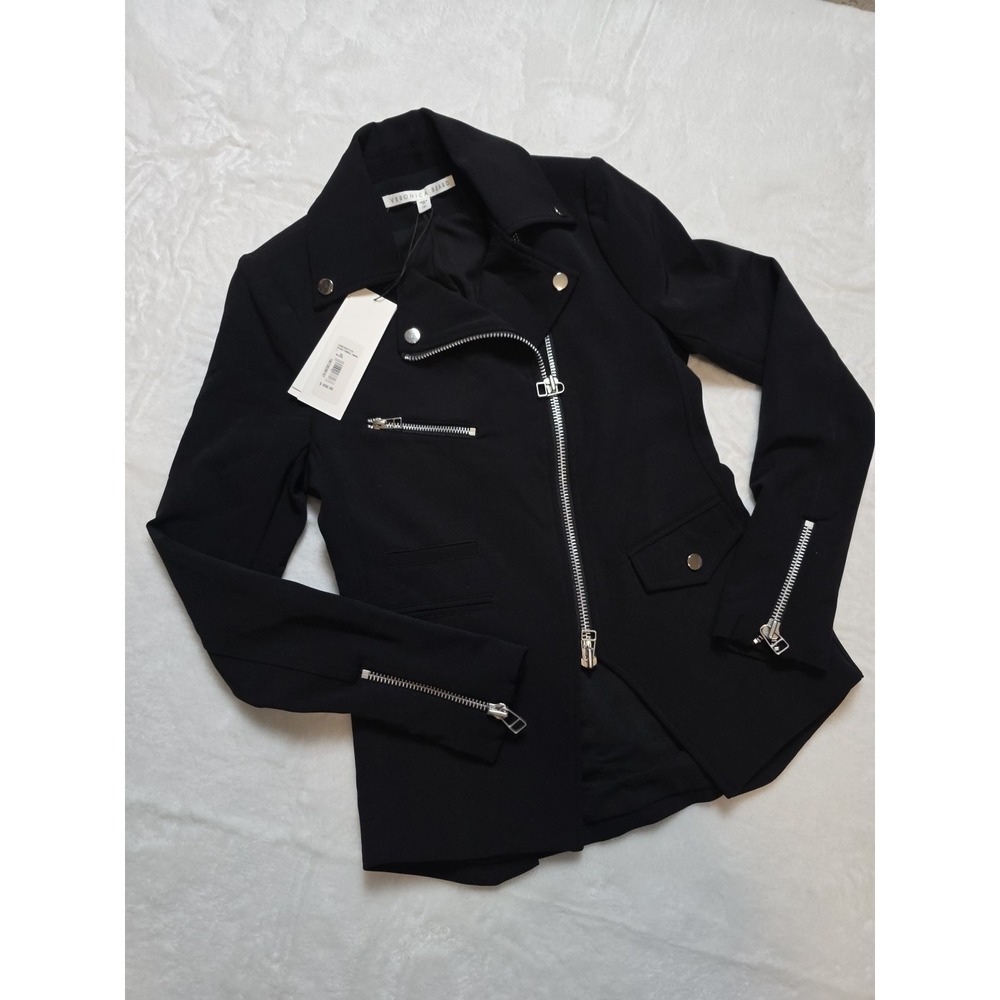 NWT Veronica Beard 00 Hadley dickey Moto black blazer jacket scuba NEW Celebrity